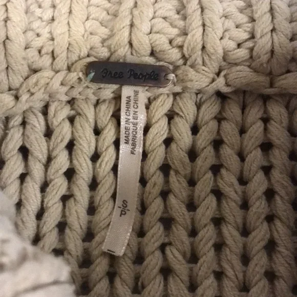 Free people my only sunshine Chunky Knit Tan Sweater Women S relaxed mock neck - Picture 3 of 10